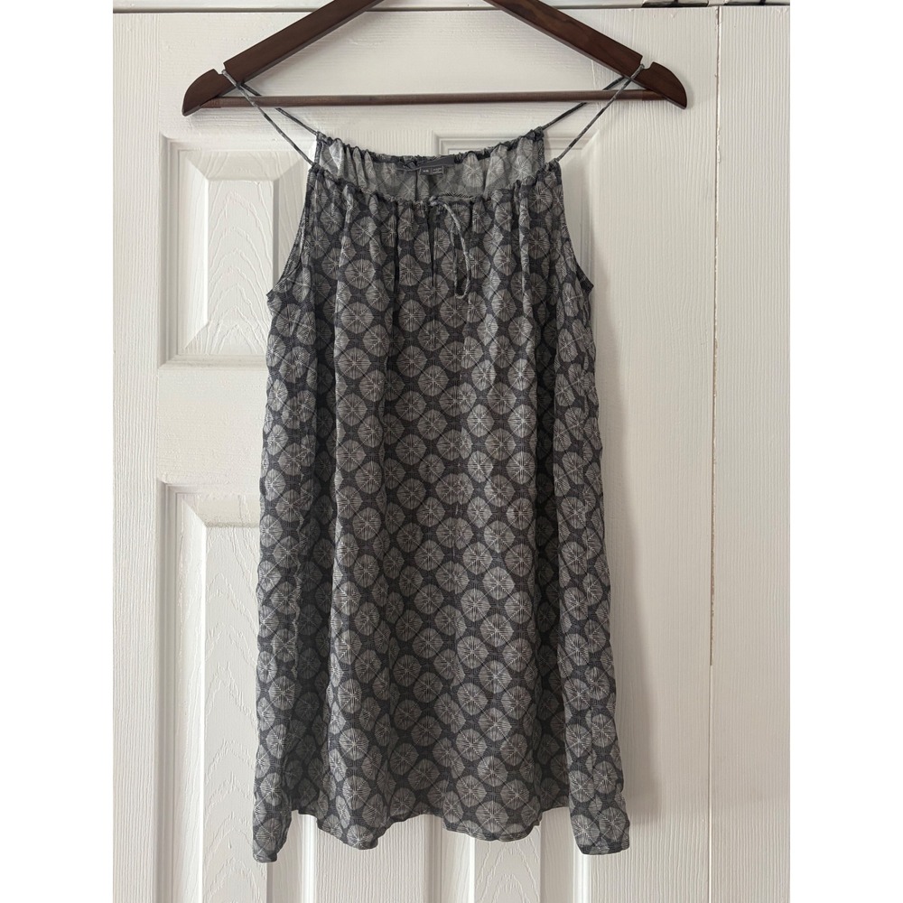 Vince Grey Geometric Medallion Silk Halter Tank Top XS Spaghetti Strap Flowy